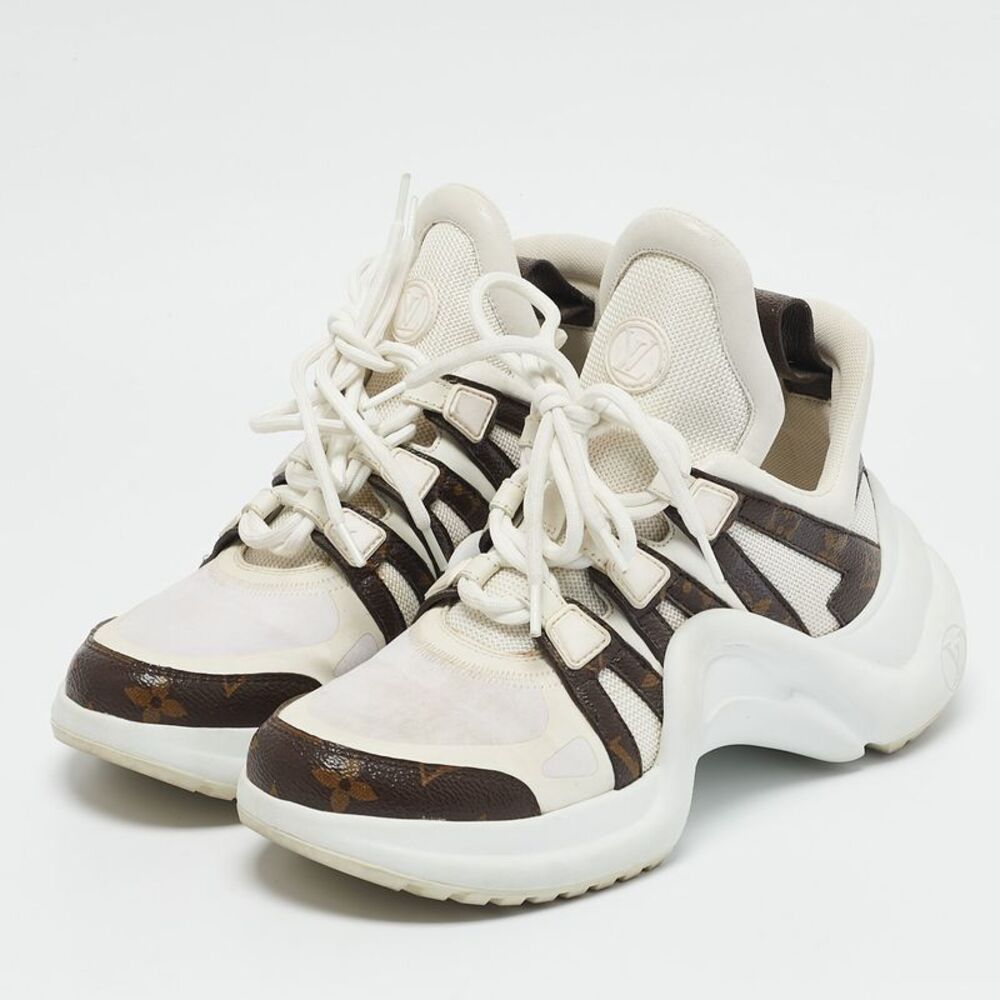 Louis Vuitton White Mesh Leather And Monogram Canvas Archlight Sneakers Size 37 - Picture 2 of 7